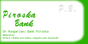 piroska bank business card